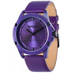 SPGBK  Unisex Britt Purple Leather Band Watch 44mm